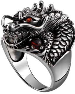 Red Eye Dragon Metal Biker Ring (Sold By The Piece) 1