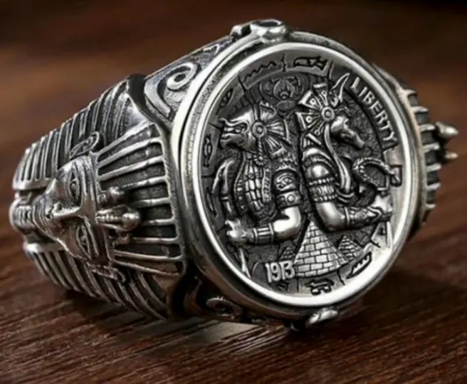 Egyptian Gods Metal Biker Ring (Sold By The Piece) 1