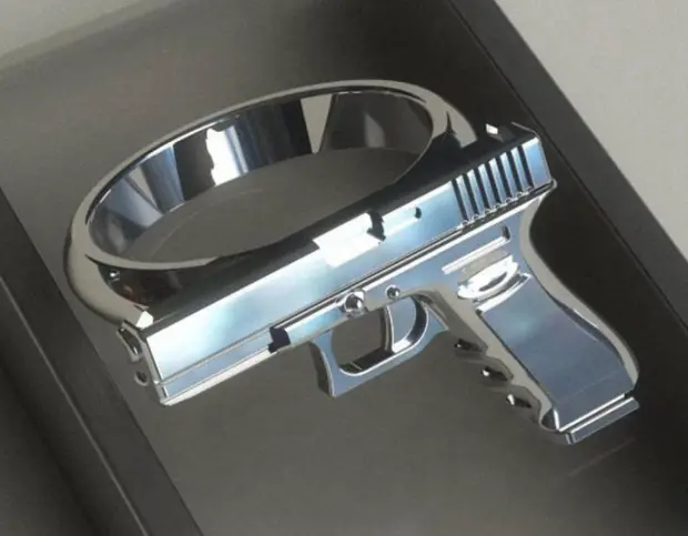 Silver Pistol Metal Biker Ring (Sold By The Piece) 1