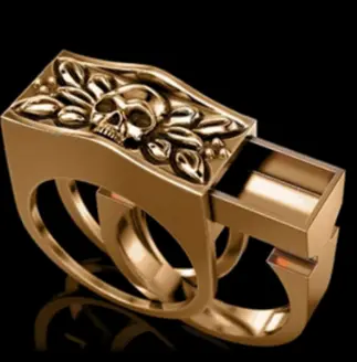 Rose Gold  Hidden Compartment Skull Metal Biker Ring (Sold By The Piece) 1