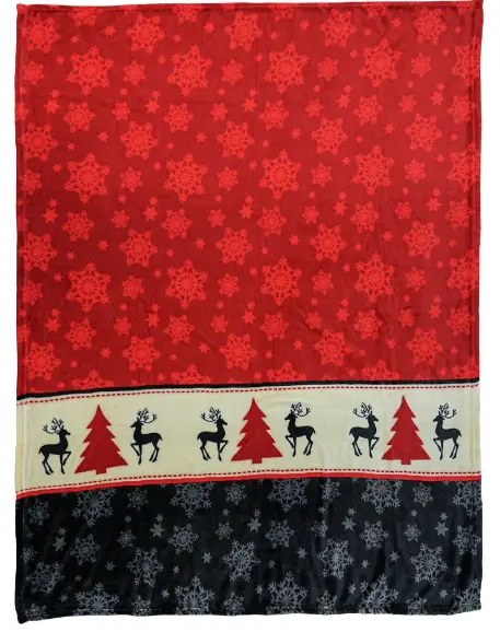 Christmas Print Large 50X60 In Plush  Throw Blanket ( Sold By The Piece ) 1