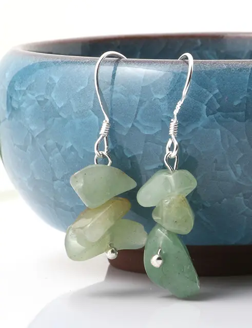 Green Aventurine Stone Earrings (Sold By The Pair) 1