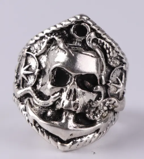 Nautical Pirate Skull Metal Biker Ring ( Sold By The Piece) 1