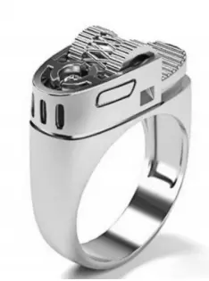 Silver Lighter Shaped Metal Biker Ring ( Sold By The Piece) 1