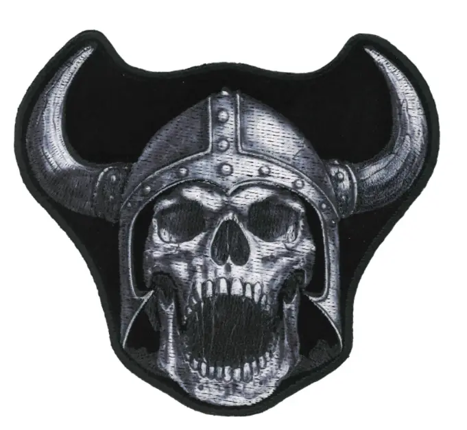 Viking Skull 3 X 3.5 Inch Embroidered Patch  (Sold By The Piece ) 1
