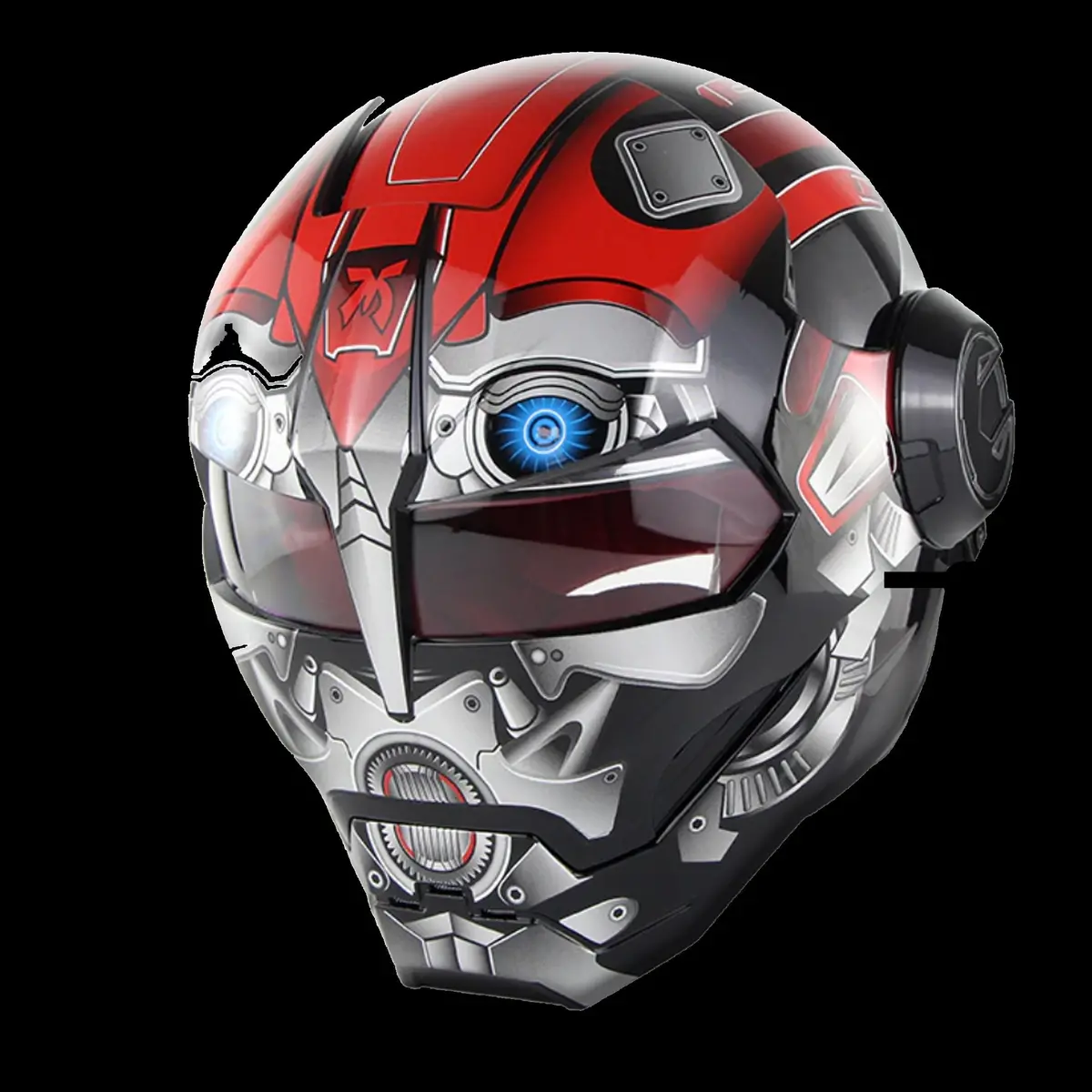 Cyborg-Themed Flip-Up Motorcycle Helmet - Image 22