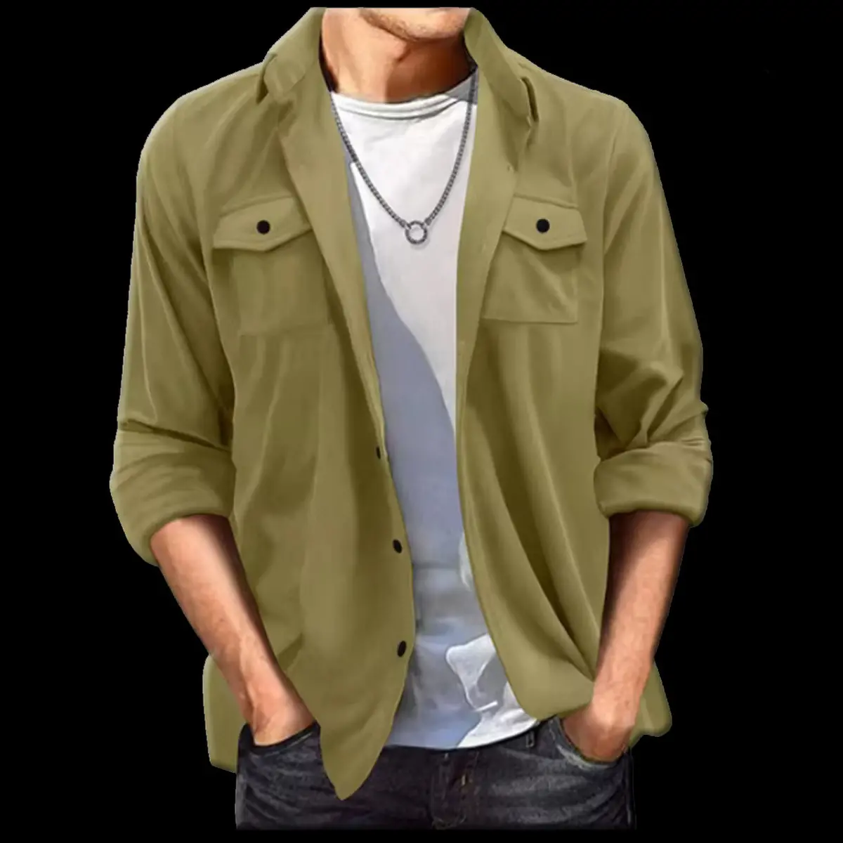 Faux Suede Casual Shirt for Men - Image 5