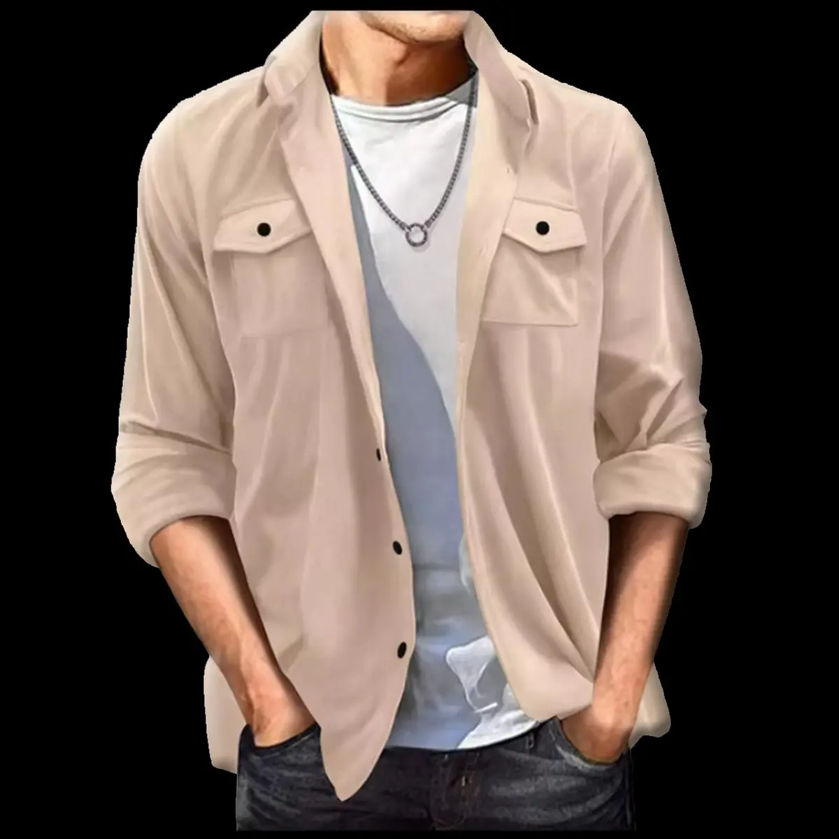 Faux Suede Casual Shirt for Men - Image 9