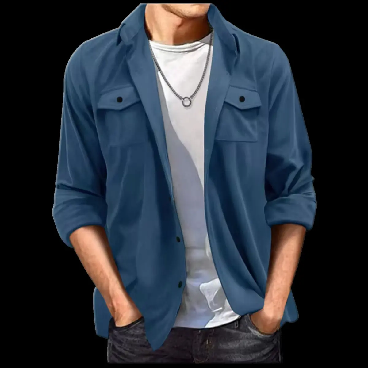 Faux Suede Casual Shirt for Men - Image 8