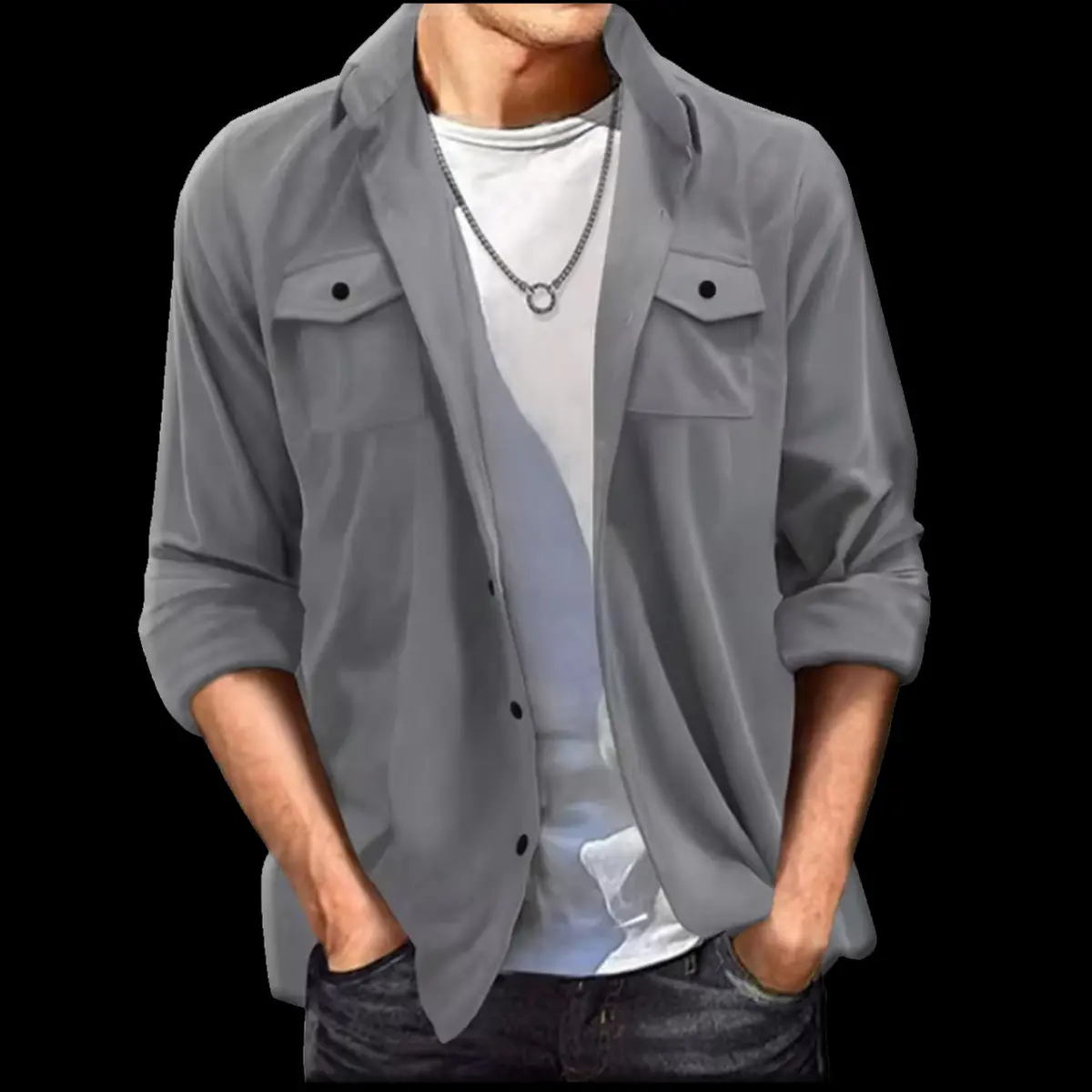 Faux Suede Casual Shirt for Men - Image 6