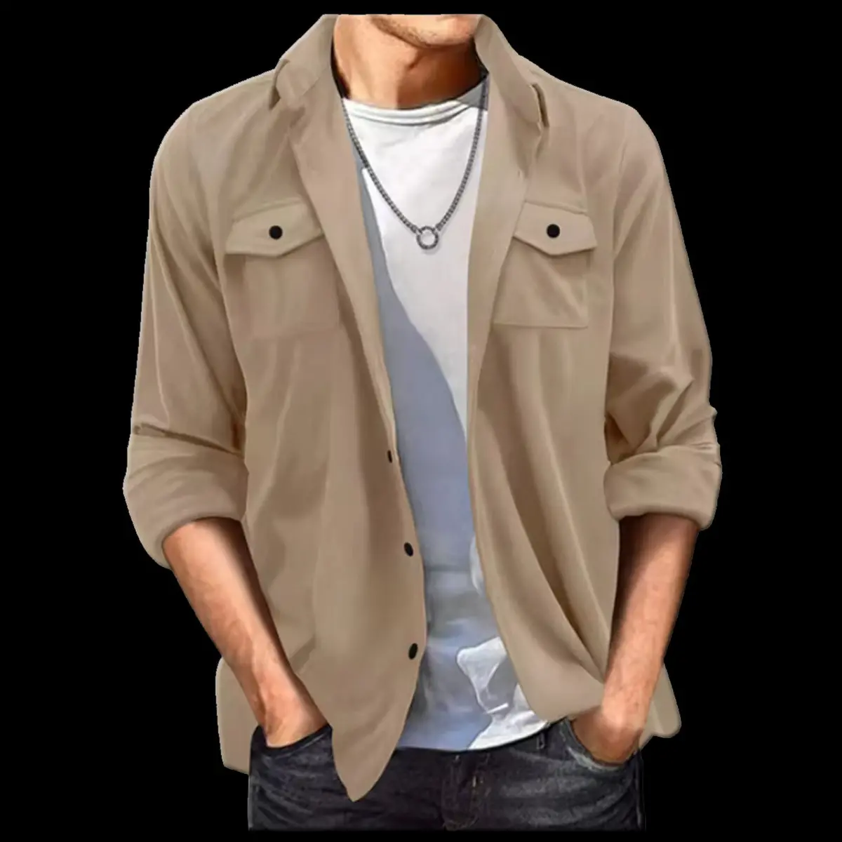 Faux Suede Casual Shirt for Men - Image 4