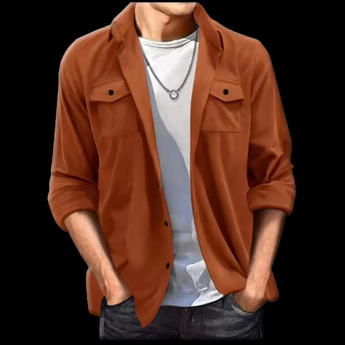 Faux Suede Casual Shirt for Men - Image 3