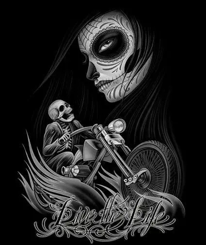 Live The Life Biker Lady Moon Short Sleeve Tee-Shirt 1