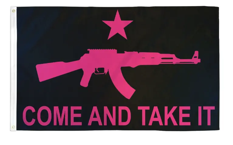 Pink & Black Come And Take It Rifle 3 X 5 Flag (Sold By The Piece) 1