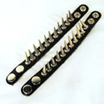 Tall Spikes Single Row Leather Bracelet 1