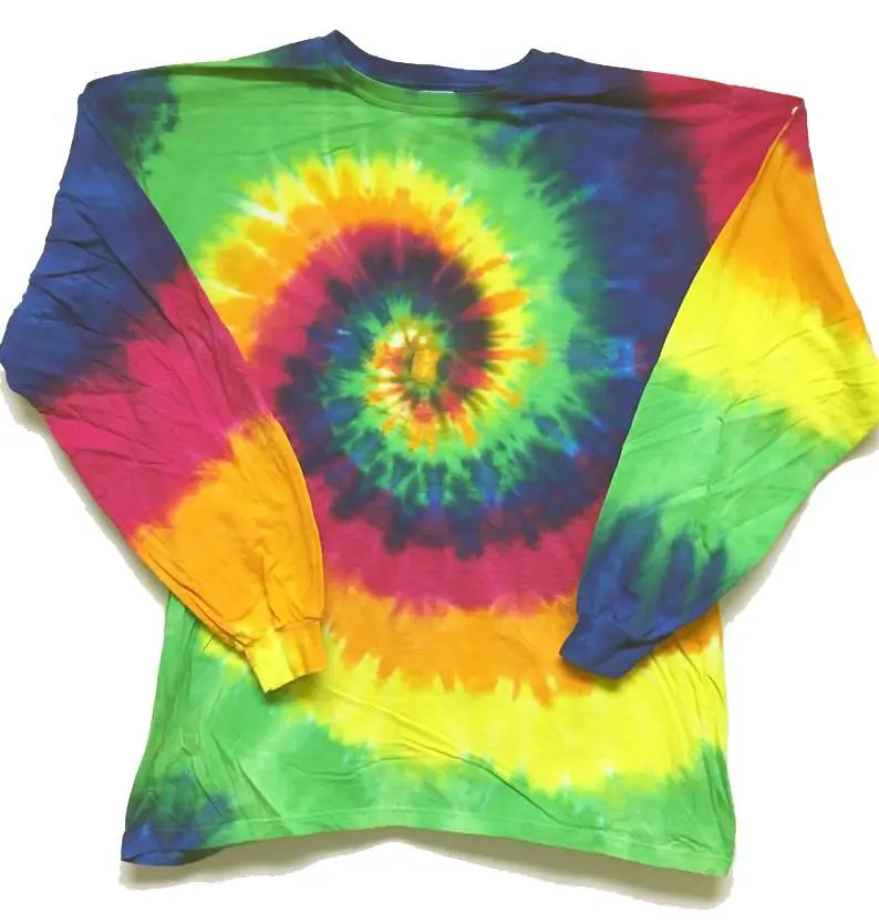 Smooth Rainbow Stripes Swirl Long Sleeve Tye Dye Tee Shirt 1