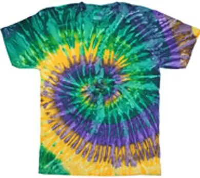 Mardi Gras Swirl Rainbow Tye Tie Dyed Tee Shirt 1