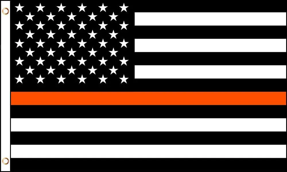 American Black White Orange Thin Line Police (3Ft X 5Ft) Flag 1