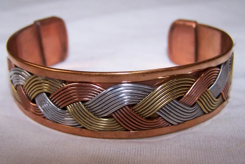 Deluxe Three Tone Copper Bangle Cuff Bracelet 1