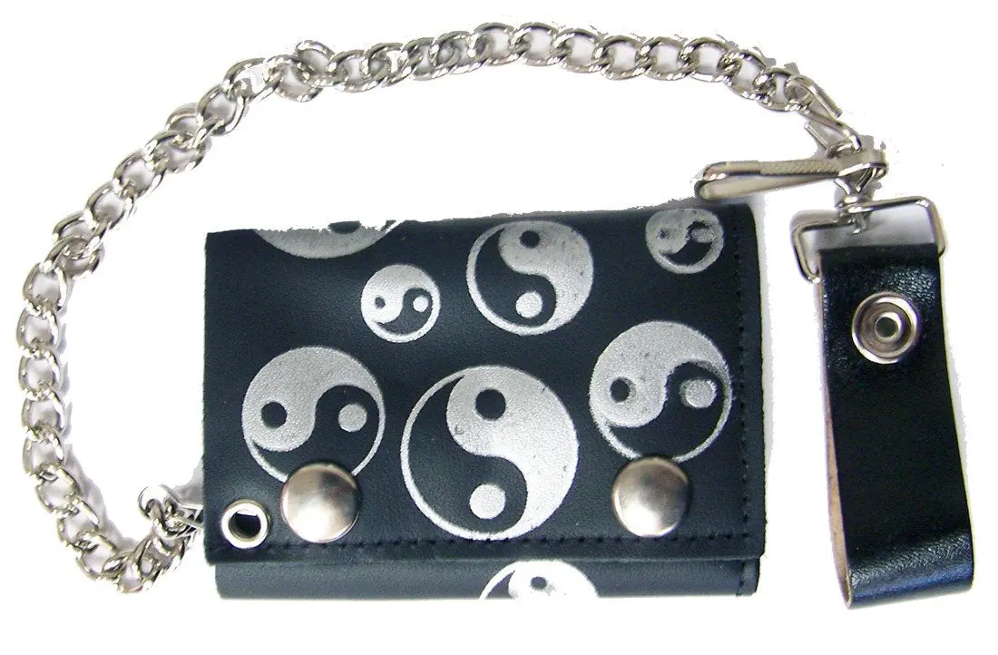 Multiple Yin Yang Trifold Leather Wallets With Chain 1