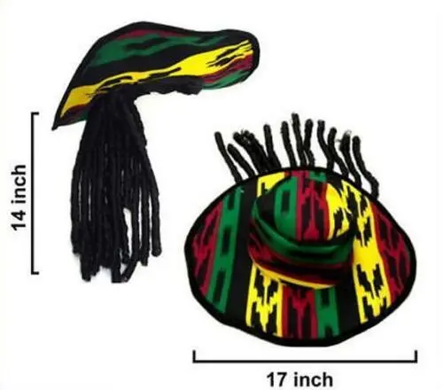 Reggae Pimp Hat With Dreadlocks (Wide Brim Hat) 1