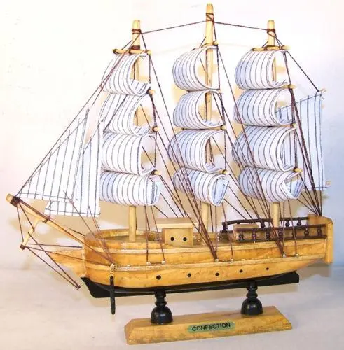 Wooden 13 Inch  Sail Boat Ship 1