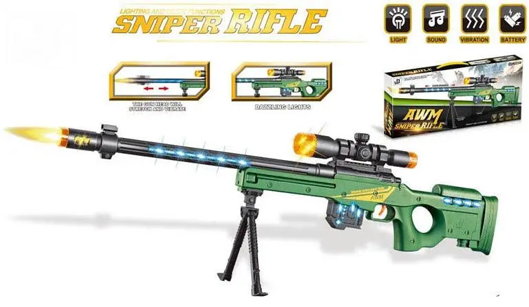 Camouflage Sniper Rifle  Light Up Vibrating Gun With Sound (Sold By The Piece) 1