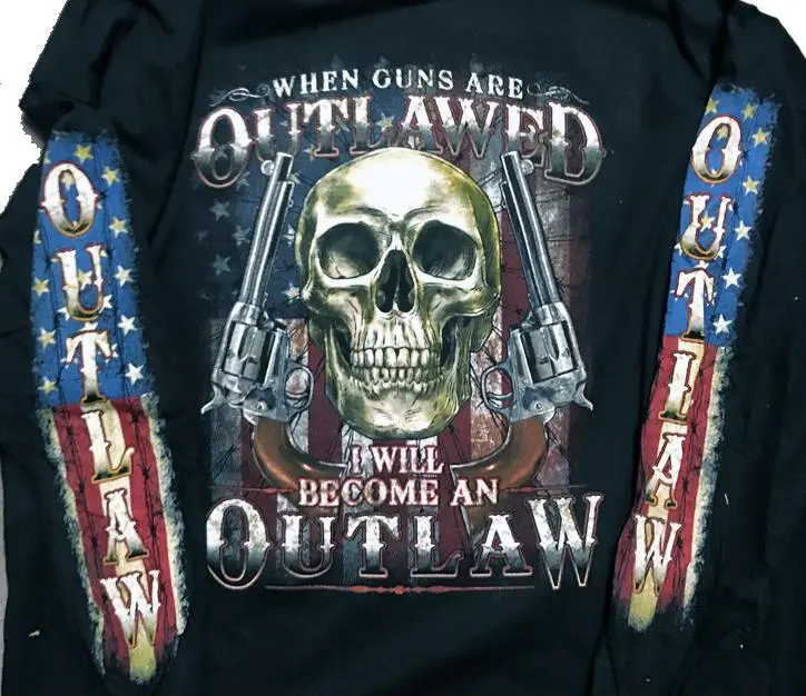 Out Law Skull 2Nd Amenendment Long Sleeve Tee 1