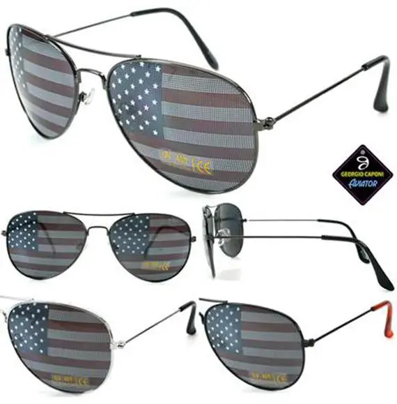 American Flag On Lenses Avaitor Sunglasses 1