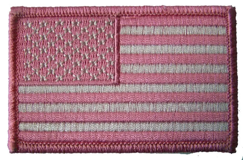 American Flag Pink Left Arm 3 Inch Embroidered Patch 1