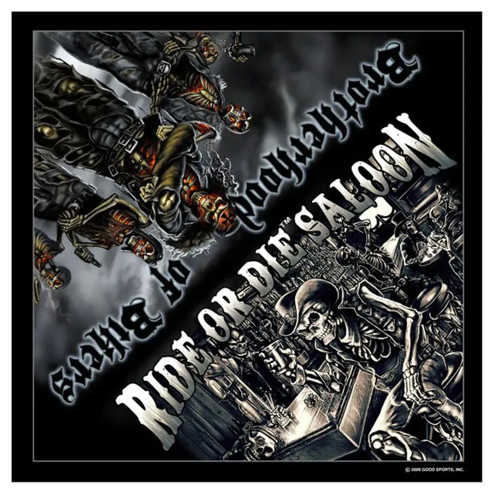 Deluxe Ride Or Die Skeleton Saloon Bar Bandana (Sold By The Piece Or Dozen) 1