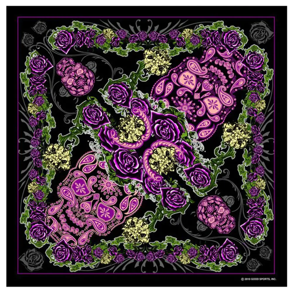 Deluxe Sugar Skull Paisley Bandana (Sold By The Piece Or Dozen) Bandanna 1
