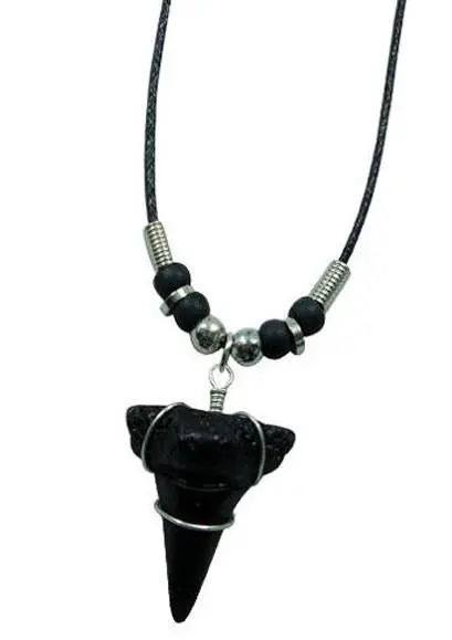 Black Shark Tooth Rope Necklace 1