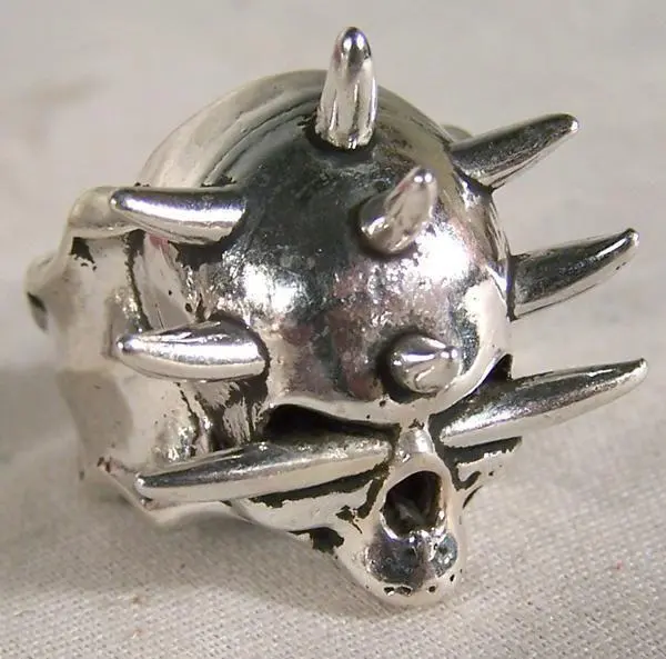 Spikes Through Skull Head Biker Ring 1