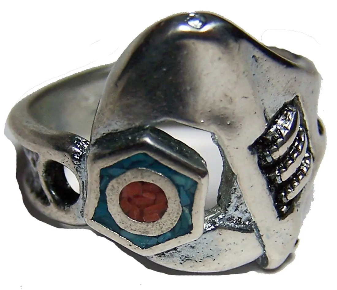 Mechanic Wrench On Bolt Silver Deluxe Biker Ring 1