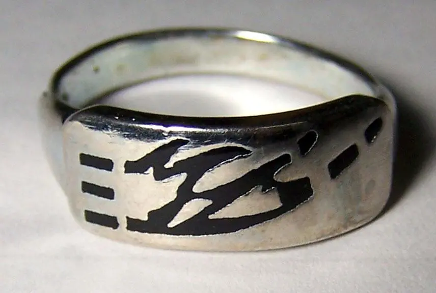 Black Native Design Silver Deluxe Biker Ring 1