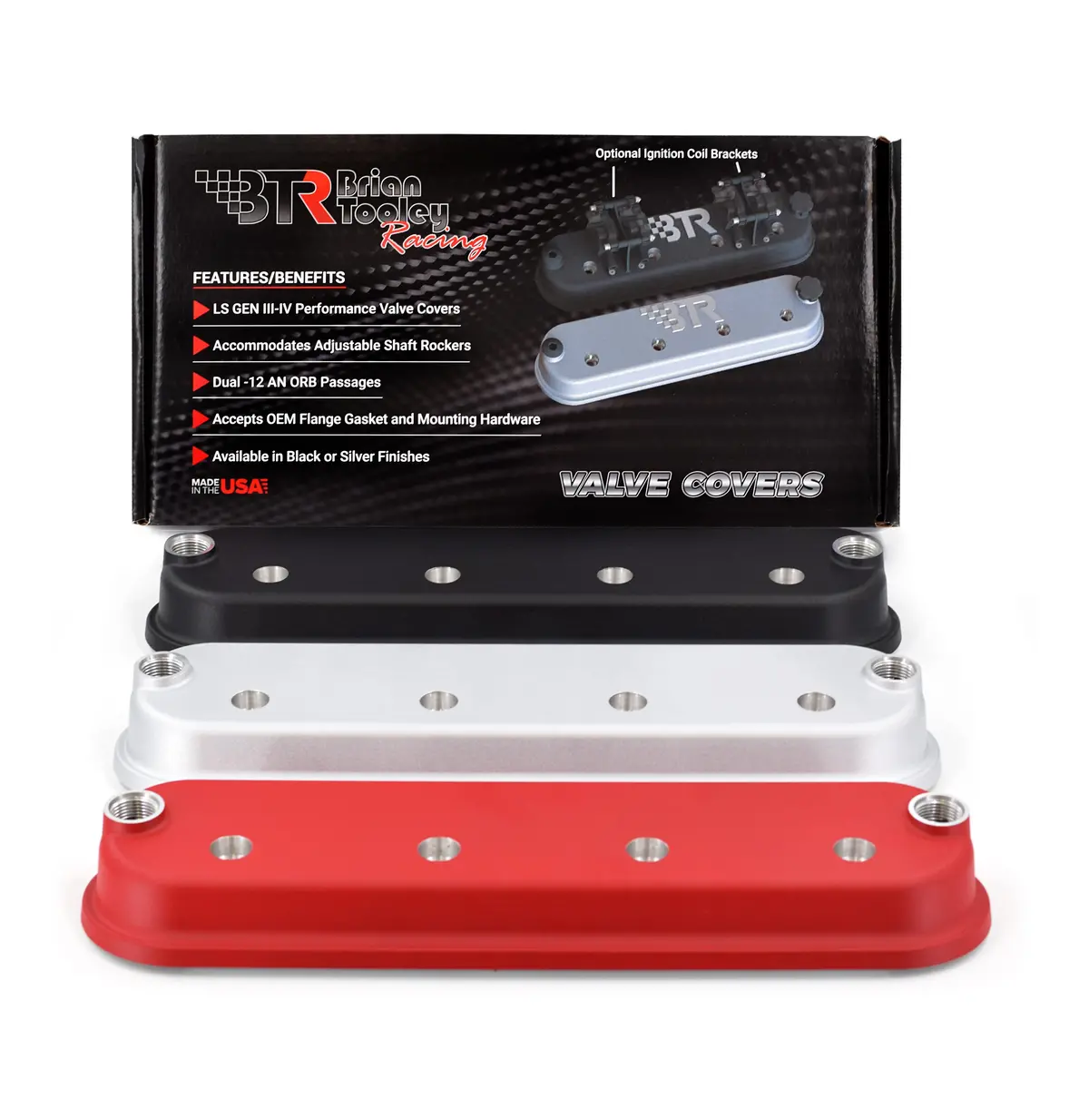 Cast Ls Valve Covers By Btr - No Logo - With 12An - Ls1 Ls2 Ls3 Ls7 Ls9 Lsa 1