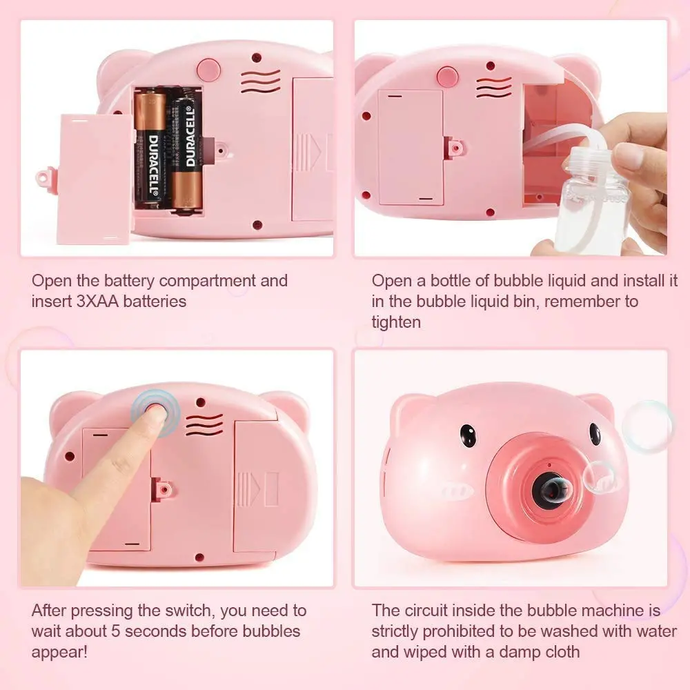 Toyzone Bubble Machine Camera, Portable Bubble Maker For Kids Bubble Blower Machine With 2 Bubble Solutions Bubble Blower Toy For Childs, Girls, Boyspink 2