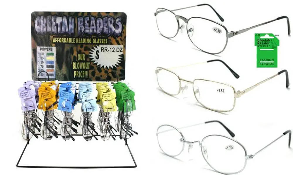 Bulk Lot 144 Pair Reading Metal Frame Glasses With Free Display 1