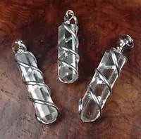 Clear Quartz Crystal Coil Wrapped Point Stone Pendant 1