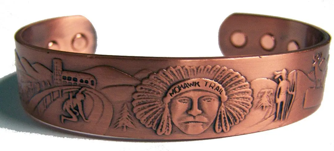 Indian Cheif Mohawk Trail Pure Copper Six Magnet Cuff Bracelet 1