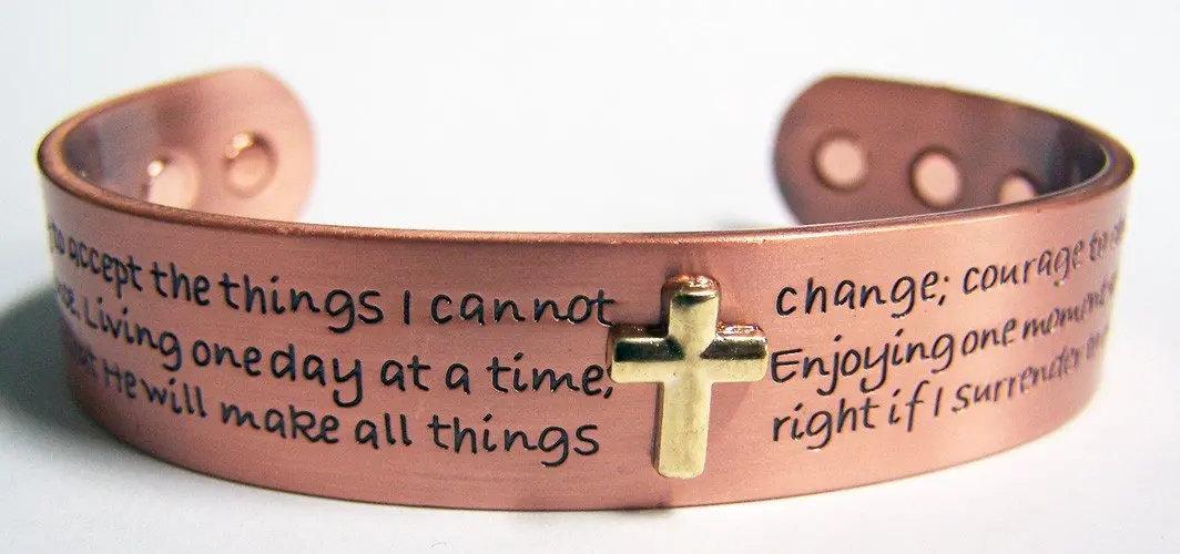 Serenity Prayer Cross Pure Copper Six Magnet Cuff Bracelet 1