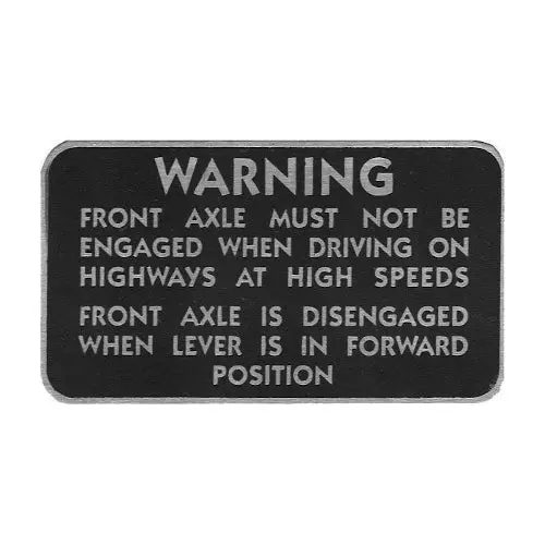 Data Plate #32 - Wm300 Front Axle Warning (Peel & Stick) 1