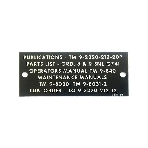 New Data Plate #24 - M37/M43 Publications 1