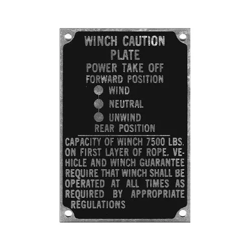 Data Plate #29 - Cc1270662 - M37 Winch Caution Plate 1
