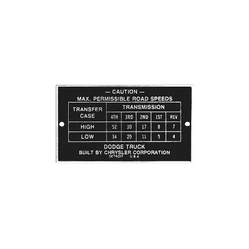 New Data Plate #16 - Early Power Wagon Road Speed 1