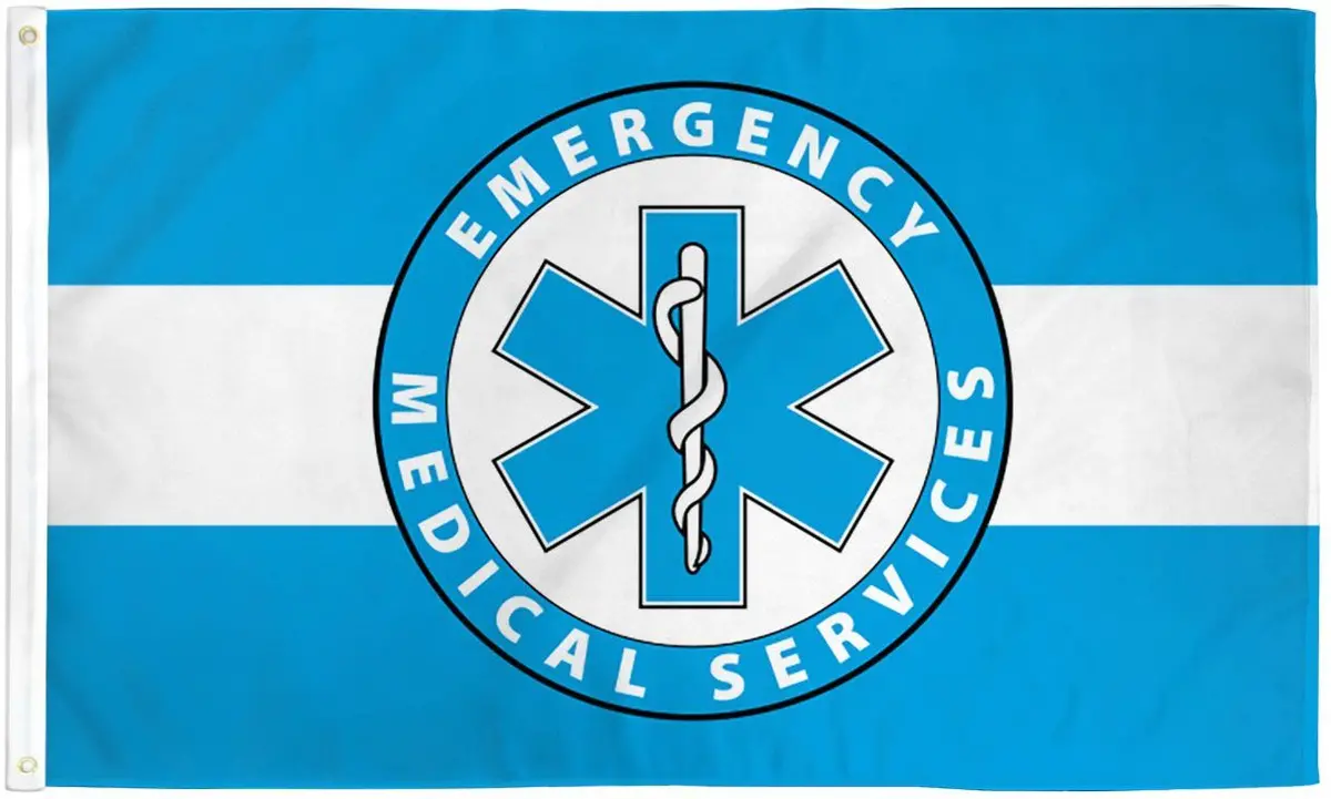 Ems Emergency Medical White Line (3Ft X 5Ft) Flag 1