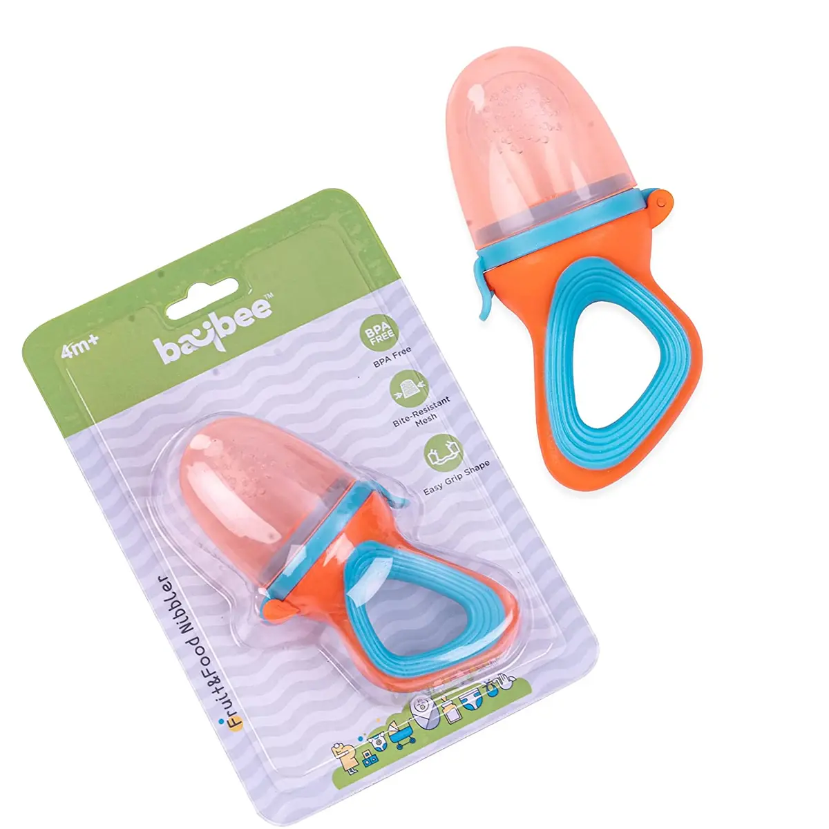 Premium Baby Food And Fruit Nibbler Organic/Fresh Silicone Food Feeder For Baby Newborn 3 To 24 Months, Baby Grip Feeder To Push Food Oval 2