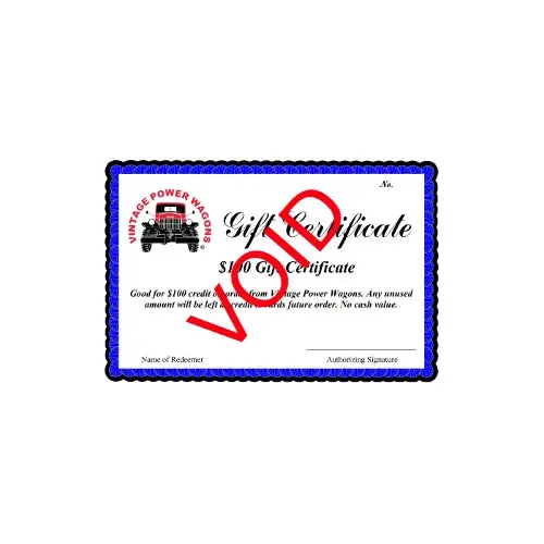 Vintage Power Wagons Gift Certificate 1