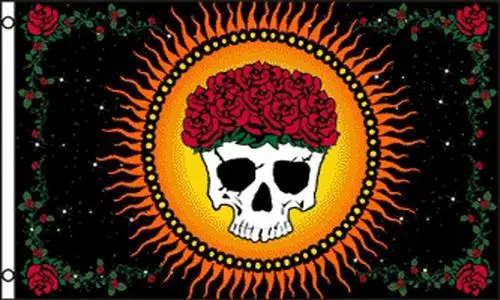 Graciously Departed Skull And Roses (3Ft X 5Ft) Flag 1